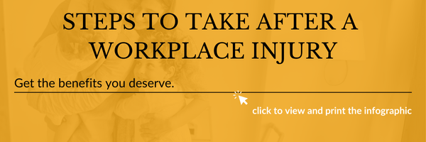 steps to take after a workplace injury. click to view infographic.